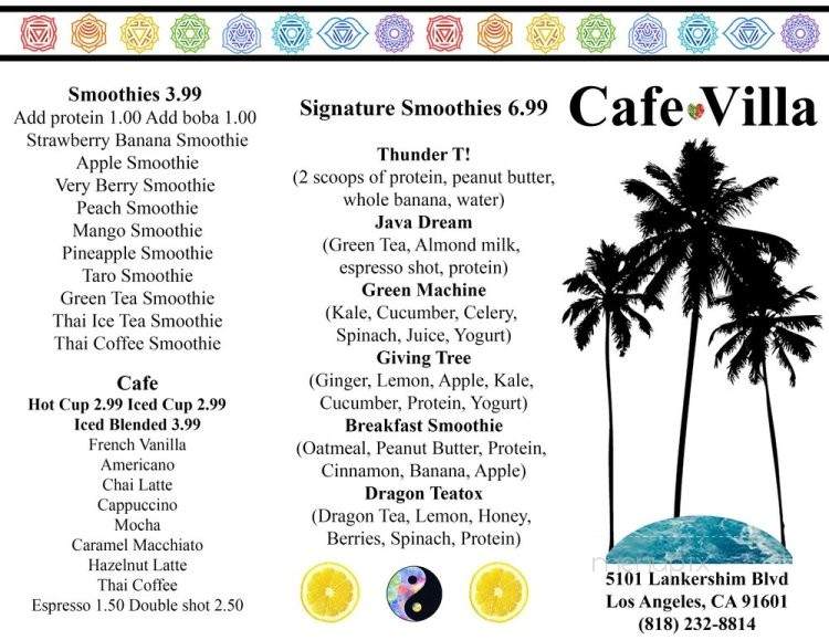 Cafe Villa - North Hollywood, CA menu_pic