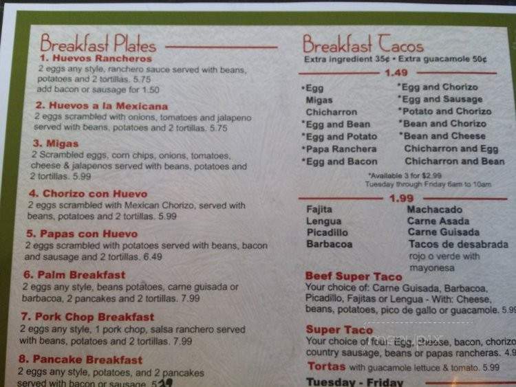 The Palms - Seguin, TX menu_pic