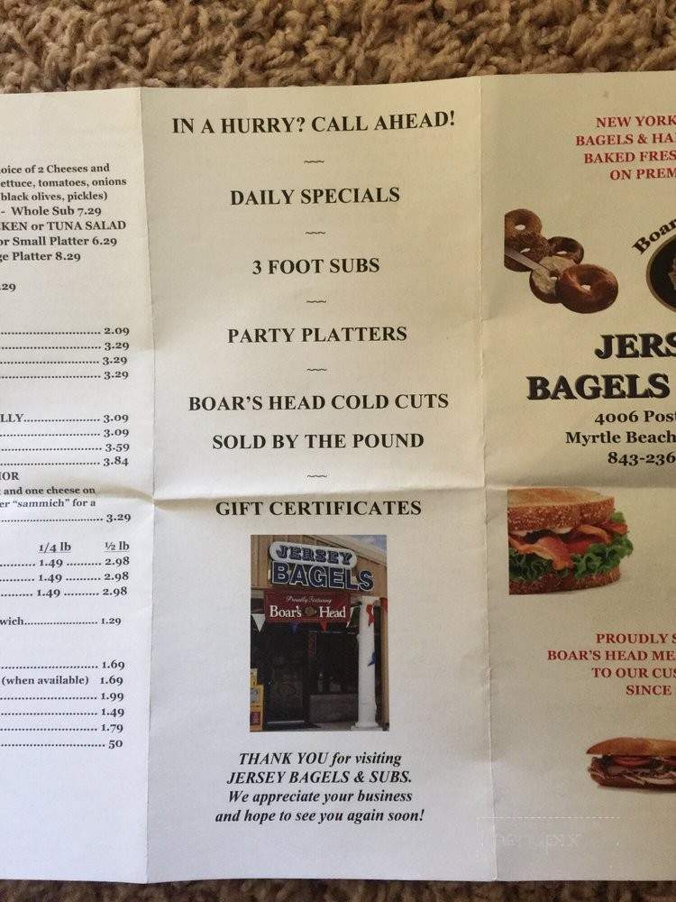 Jersey Bagels & Subs - Myrtle Beach, SC menu_pic