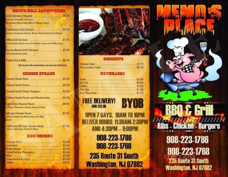 Memo's Place - Washington, NJ menu_pic