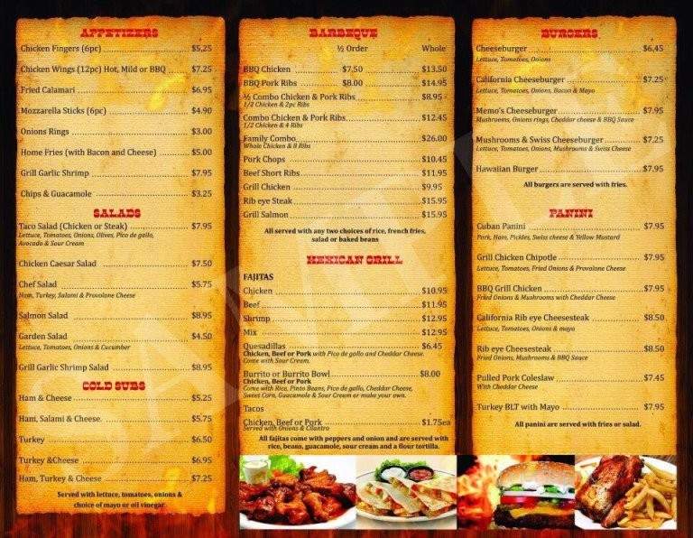 Memo's Place - Washington, NJ menu_pic