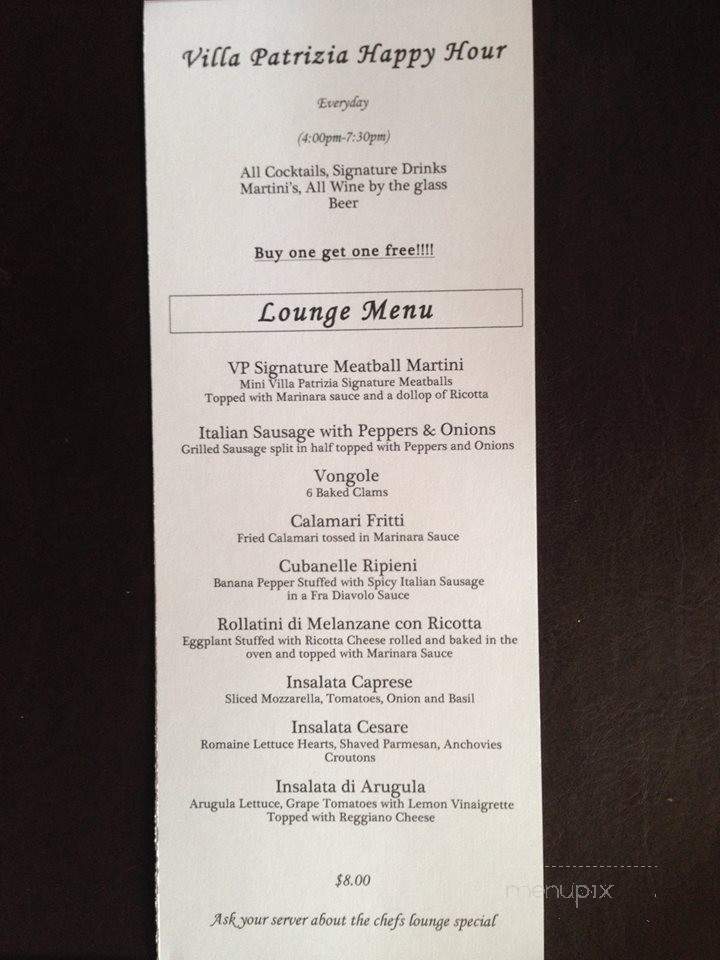 Villa Patrizia - Coconut Creek, FL menu_pic