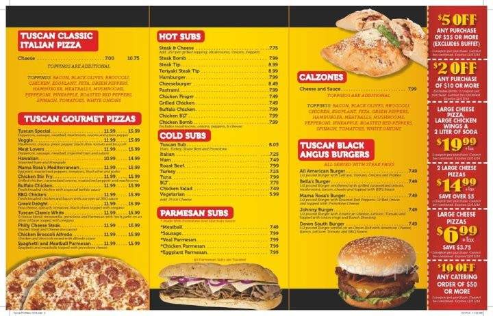 Tuscan Pizza House - Haverhill, MA menu_pic