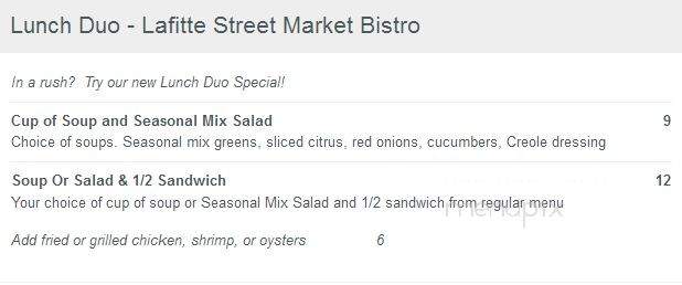 Lafitte Street Market Bistro - Mandeville, LA menu_pic