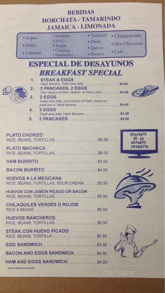 Lucy's #1 - Los Angeles, CA menu_pic