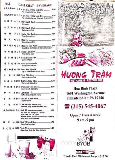 Huong Tram - Philadelphia, PA menu_pic