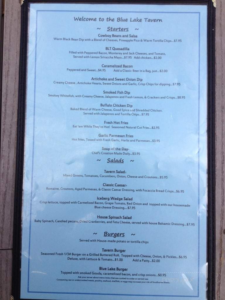 Blue Lake Tavern - Mecosta, MI menu_pic