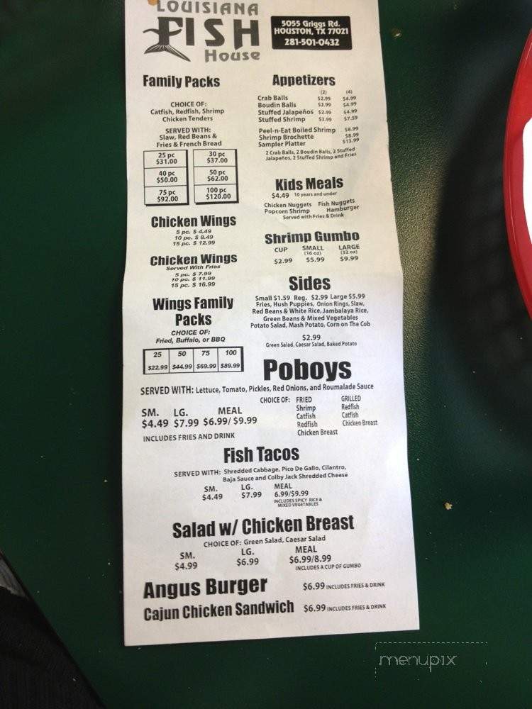 Louisiana Fish House - Houston, TX menu_pic