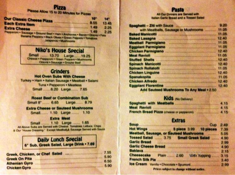 Niko's Pizza - Palatka, FL menu_pic