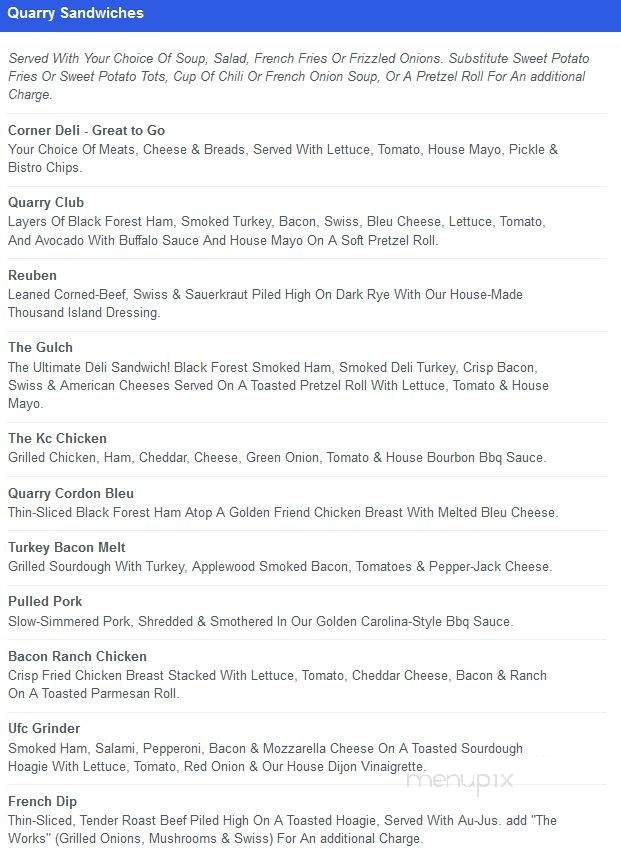 The Quarry Bar & Grille - Helena, MT menu_pic