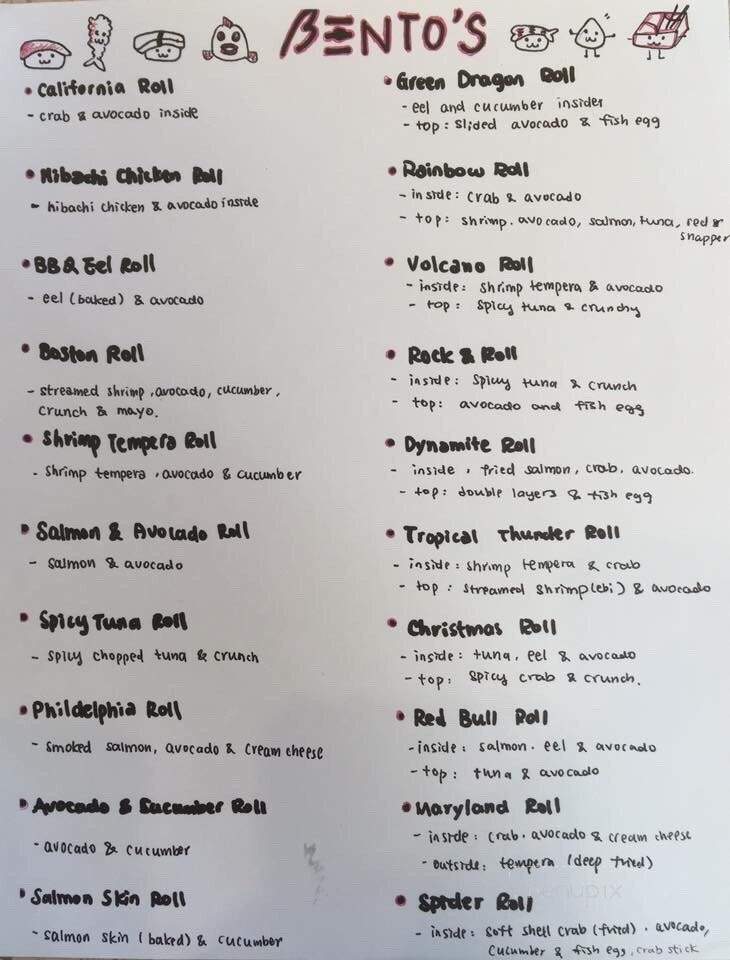 Bento's Hibachi & Sushi Express - Gambrills, MD menu_pic