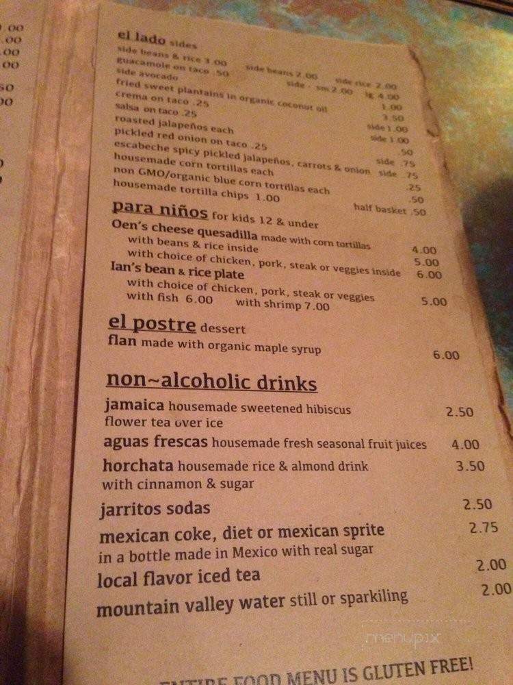 Aquarius Taqueria - Eureka Springs, AR menu_pic