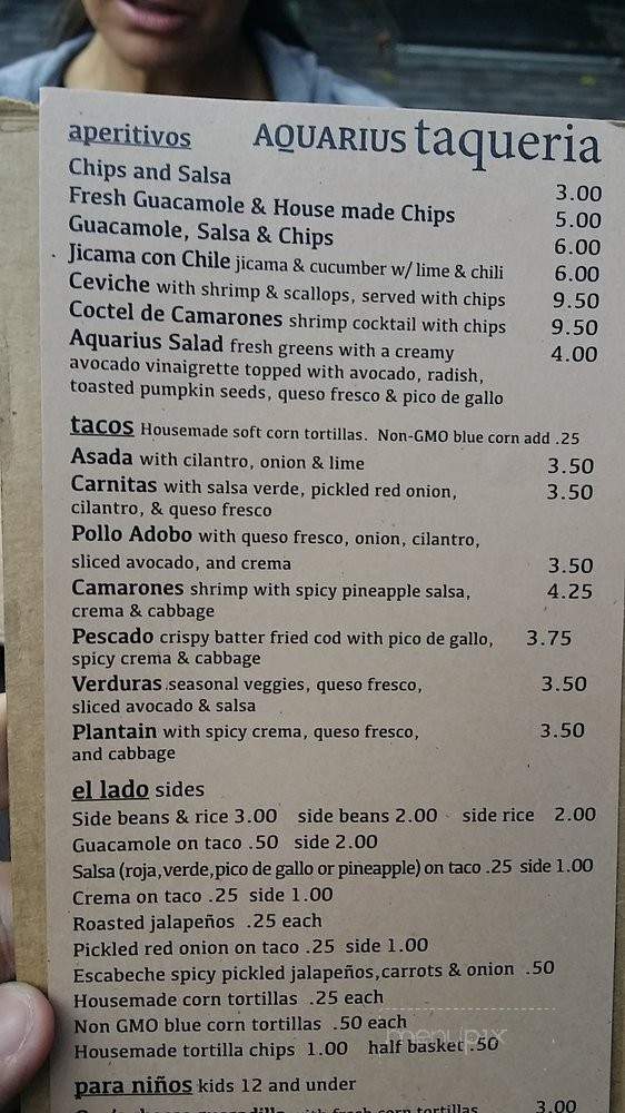 Aquarius Taqueria - Eureka Springs, AR menu_pic