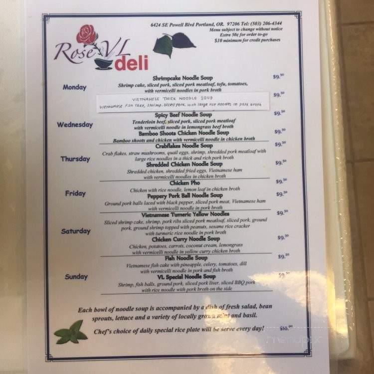 Rose VL Deli - Portland, OR menu_pic