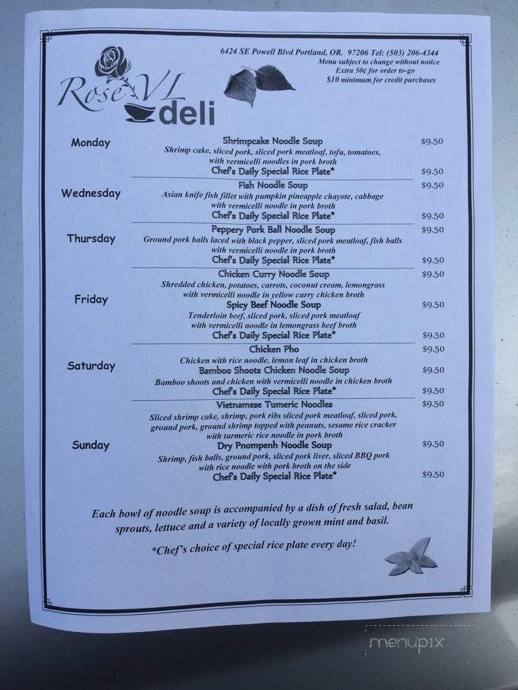 Rose VL Deli - Portland, OR menu_pic