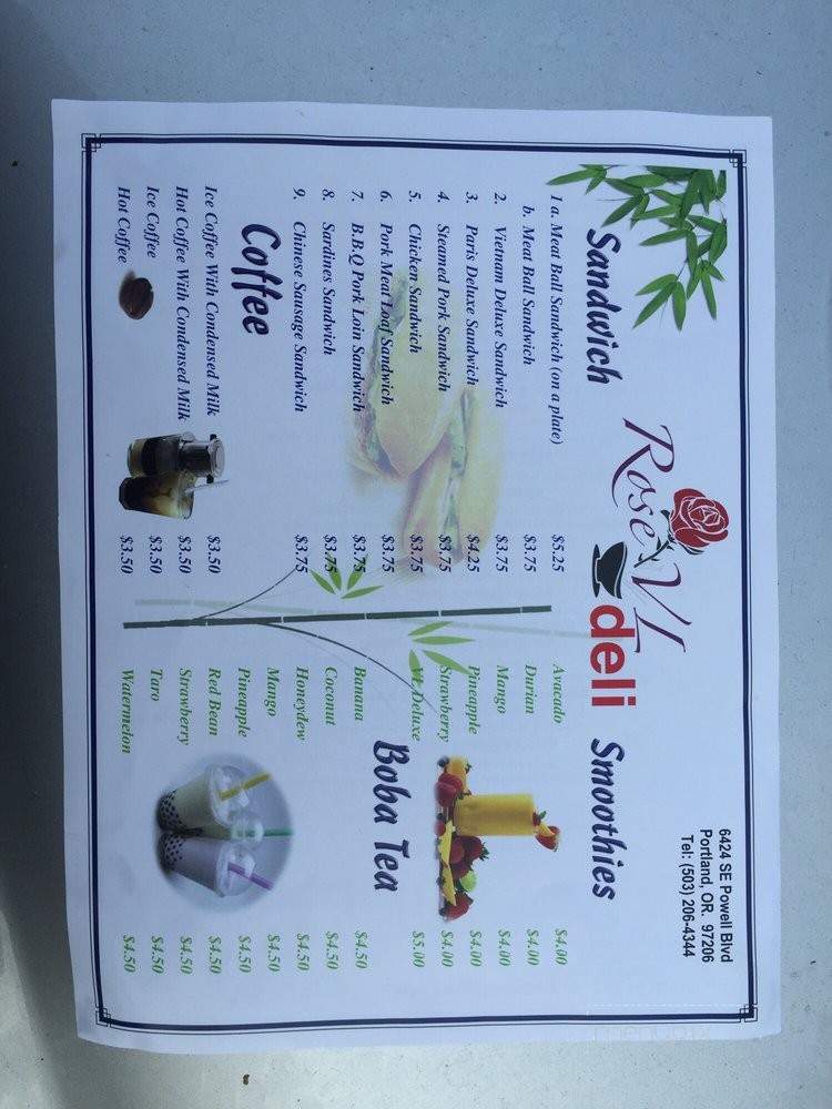Rose VL Deli - Portland, OR menu_pic