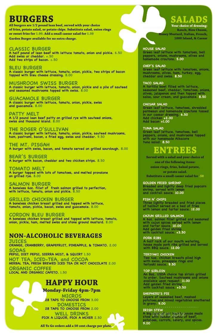 McShanes - Eugene, OR menu_pic