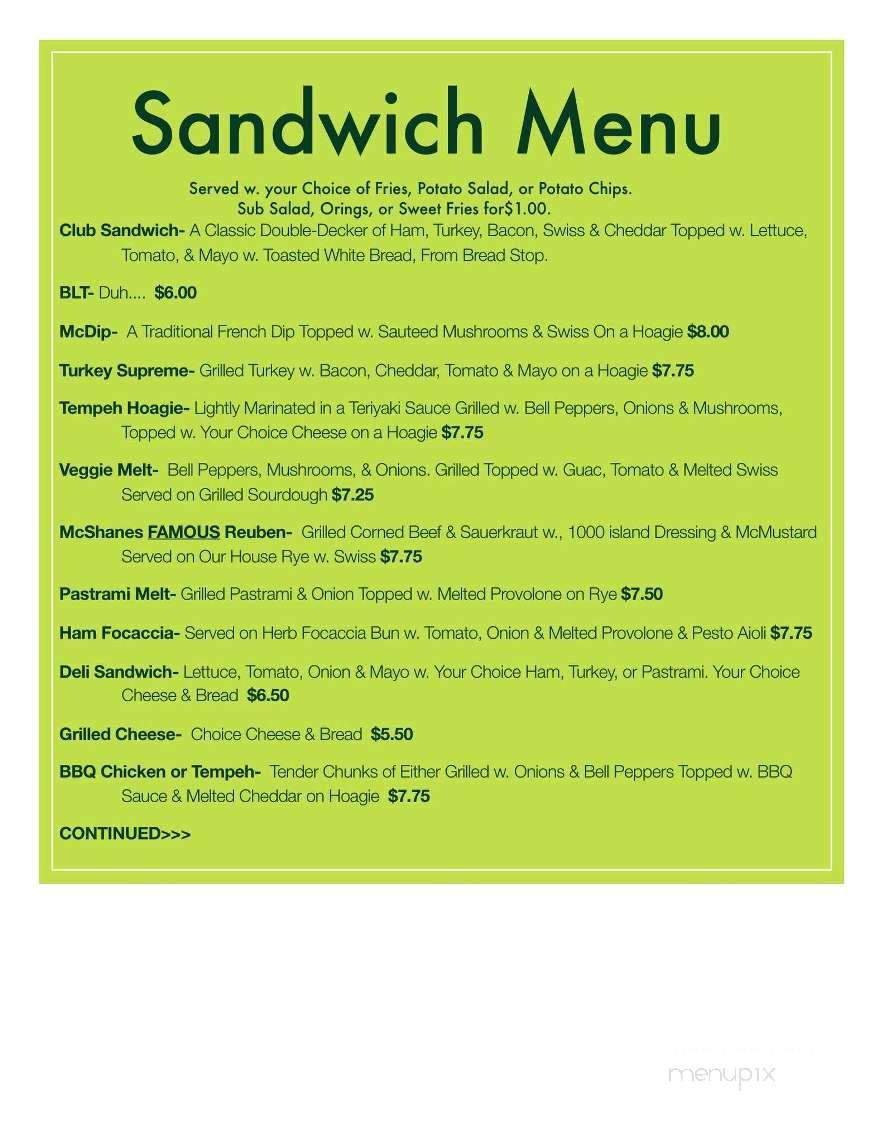 McShanes - Eugene, OR menu_pic