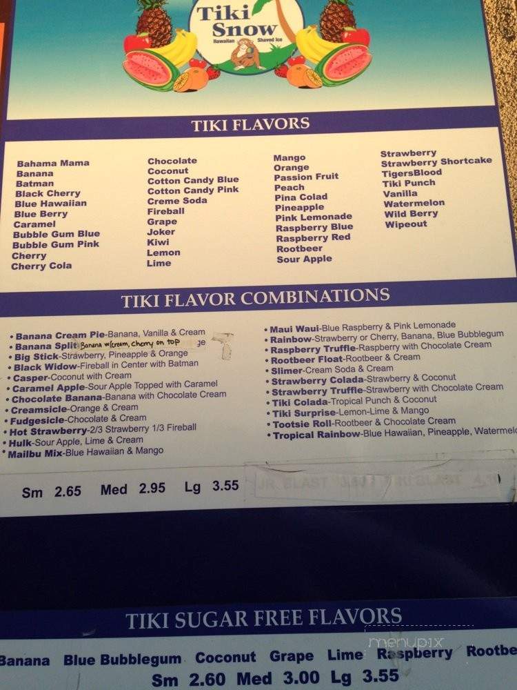 Tiki Snow - Visalia, CA menu_pic
