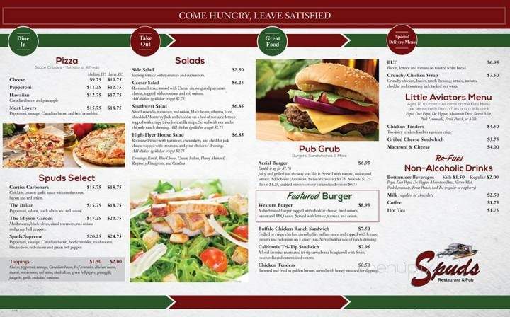 Spuds Restaurant & Brew Pub - Lemoore, CA menu_pic