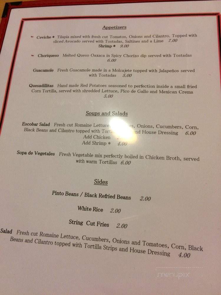Escobar Mexican Kitchen - Phoenix, AZ menu_pic