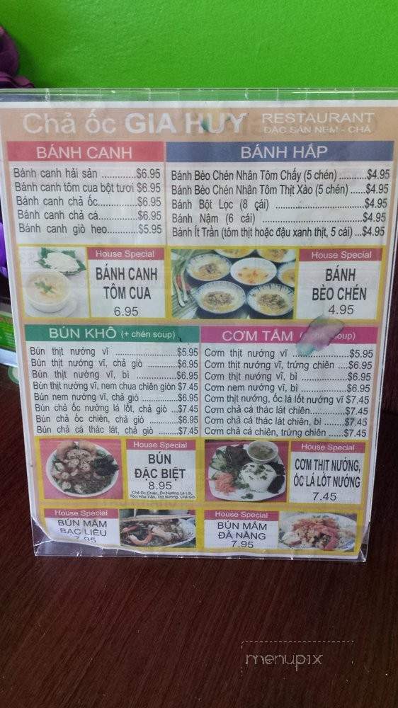 Cha Oc Gia Huy Restaurant and Food To Go - Garden Grove, CA menu_pic