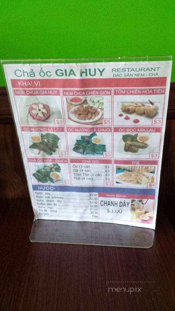 Cha Oc Gia Huy Restaurant and Food To Go - Garden Grove, CA menu_pic