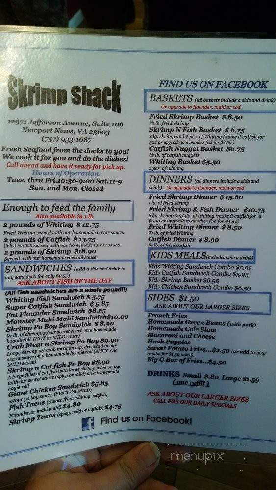 Skrimp Shack - Greensboro, NC menu_pic