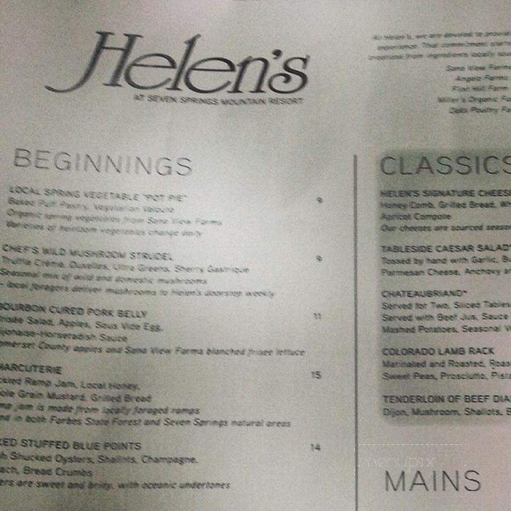 Helen's - Seven Springs, PA menu_pic