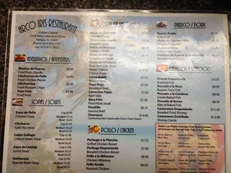 Arco Iris Cafe - Tampa, FL menu_pic