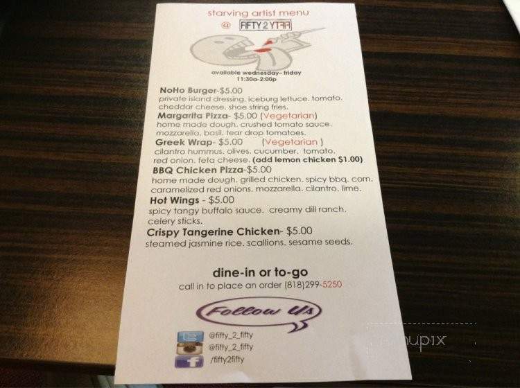 Fifty 2 Fifty - North Hollywood, CA menu_pic