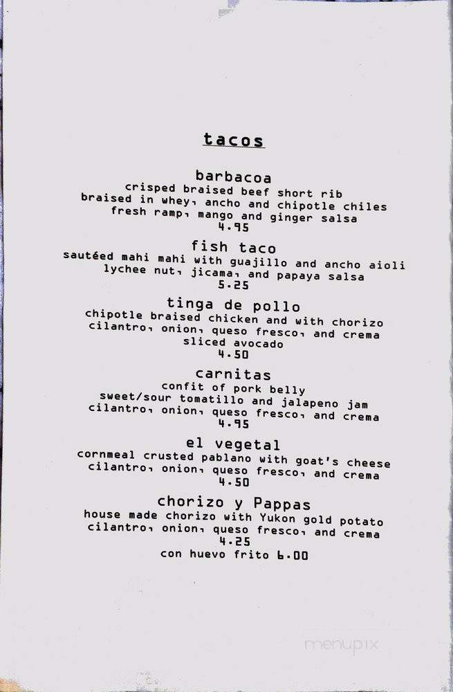 Tinker Taco Lab - Woodstock, NY menu_pic
