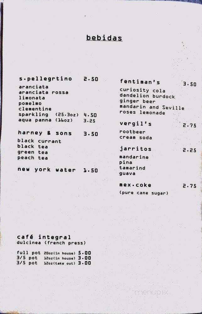 Tinker Taco Lab - Woodstock, NY menu_pic