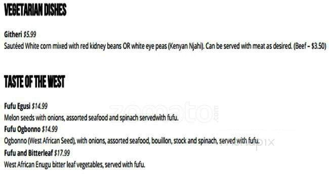 Afrika Fusion - Dallas, TX menu_pic