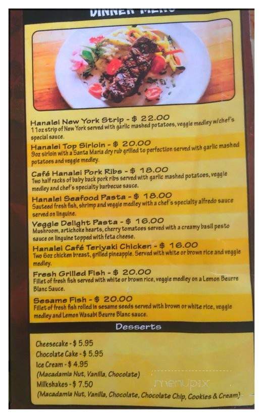 Hanalei Cafe - Hanalei, HI menu_pic