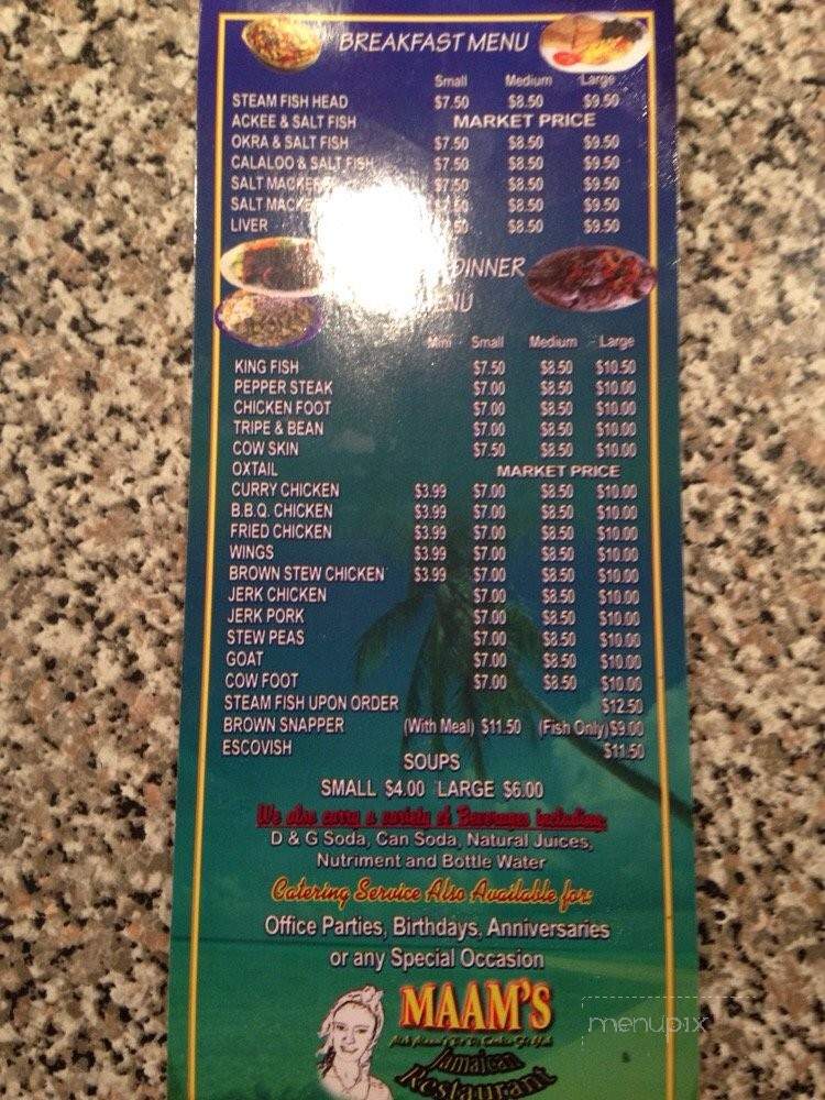 Maam's Jamaican Restaurant - Miami, FL menu_pic