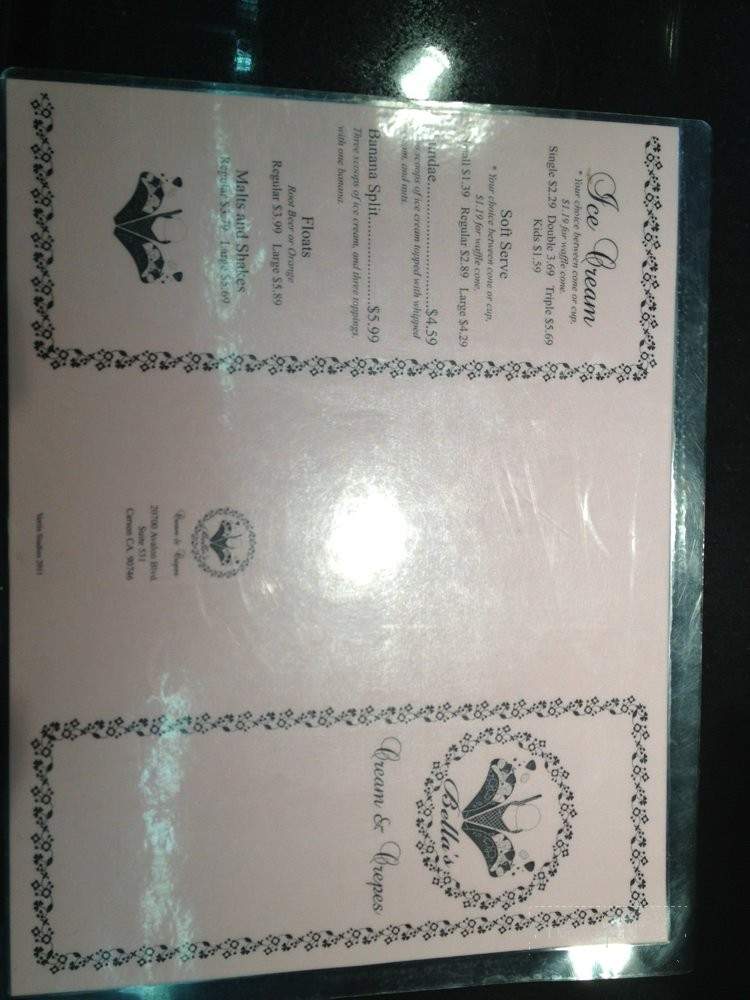 Bella's Creme & Crepes - Carson, CA menu_pic