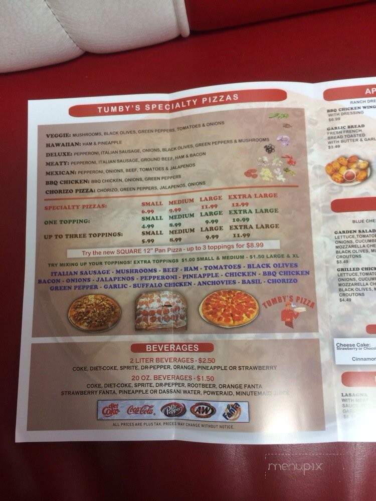 Tumby's Pizza - Los Angeles, CA menu_pic