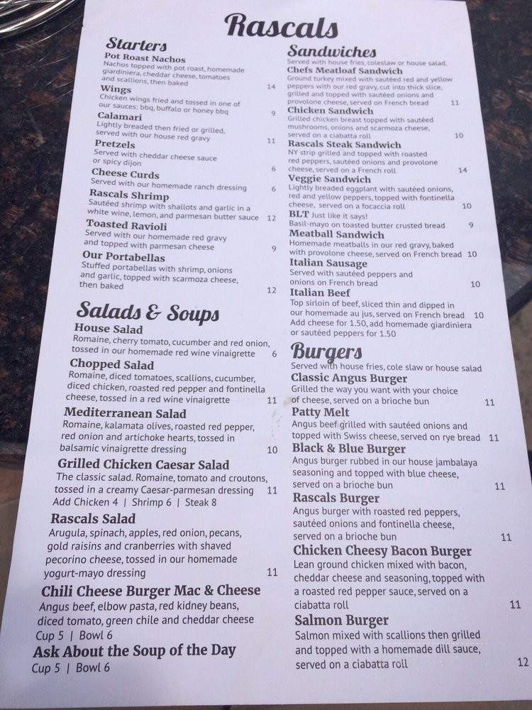 Rascals Tavern and Grill - Geneva, IL menu_pic