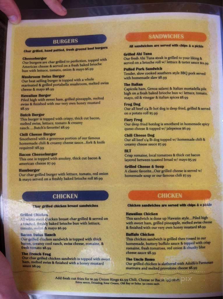 Oc Frog - Ocean City, MD menu_pic