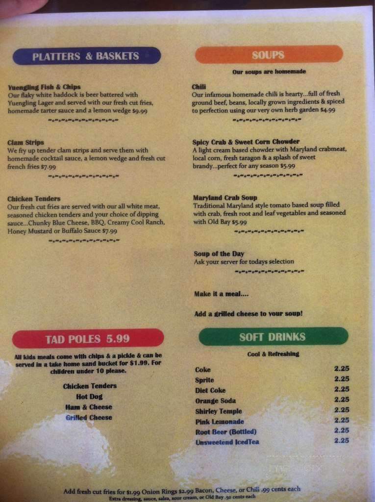 Oc Frog - Ocean City, MD menu_pic