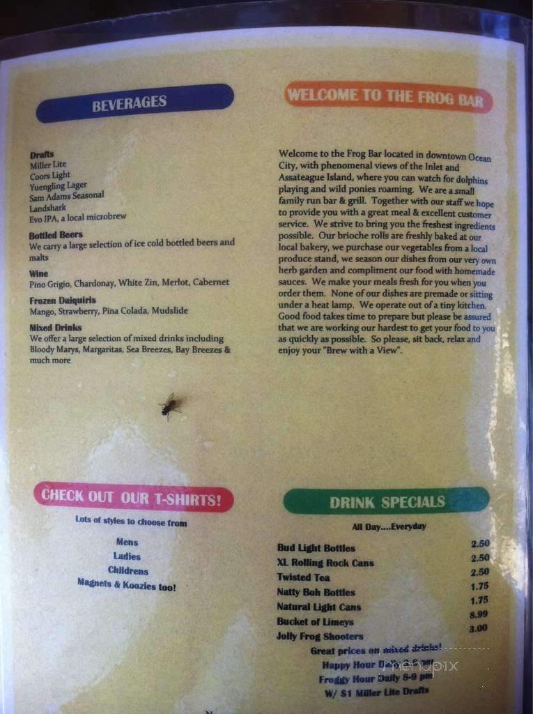 Oc Frog - Ocean City, MD menu_pic