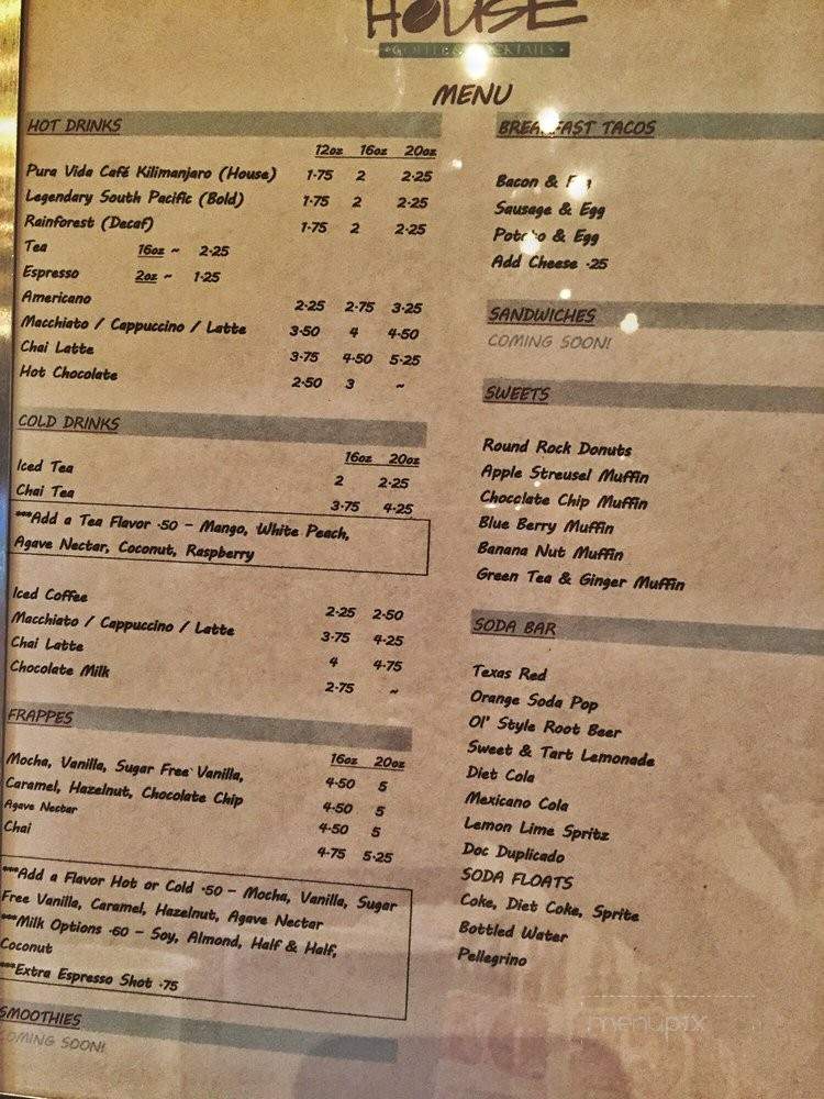 Grind House Coffee & Cocktails - Kyle, TX menu_pic