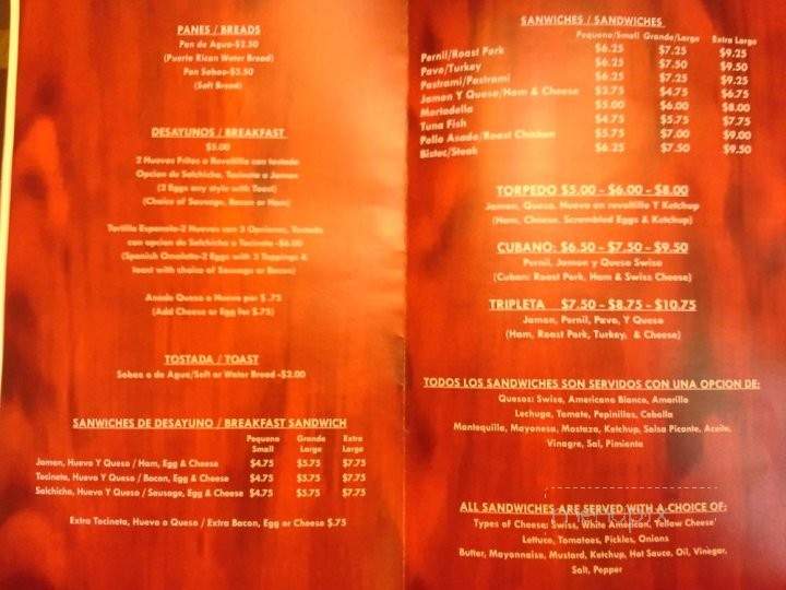 Borinquen Bakery & Cafe - Dorchester, MA menu_pic
