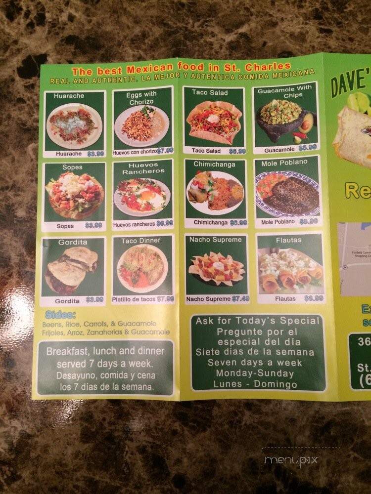 Dave's Burritos - St. Charles, IL menu_pic