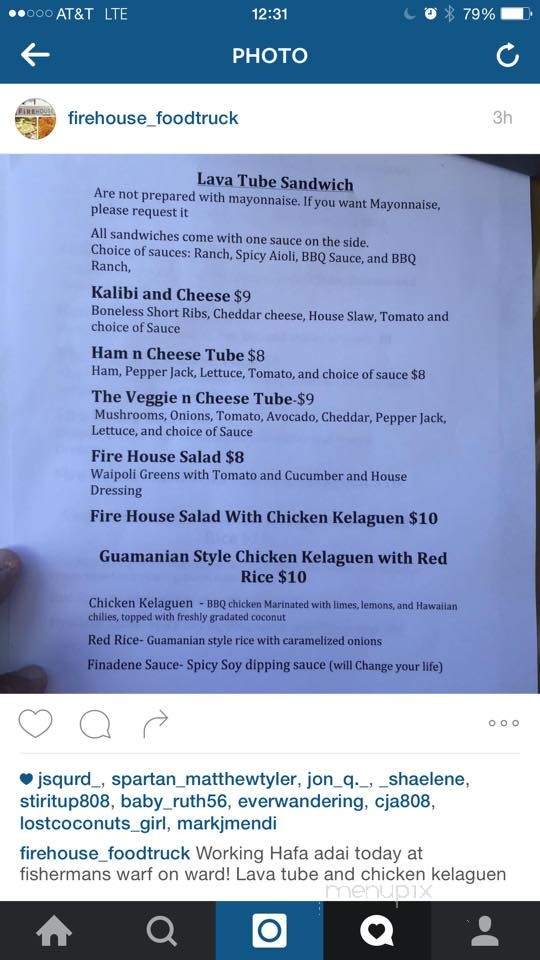 Firehouse Food Truck - Honolulu, HI menu_pic