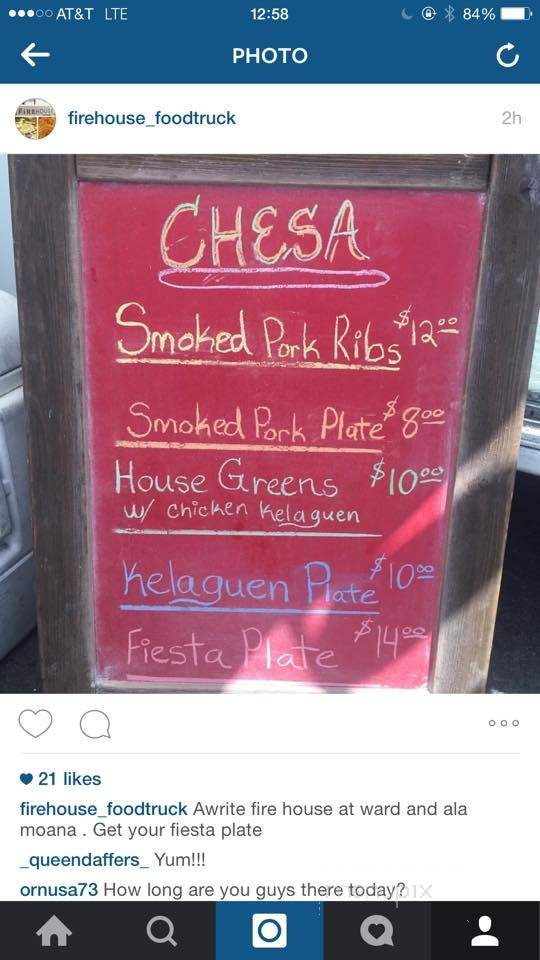 Firehouse Food Truck - Honolulu, HI menu_pic