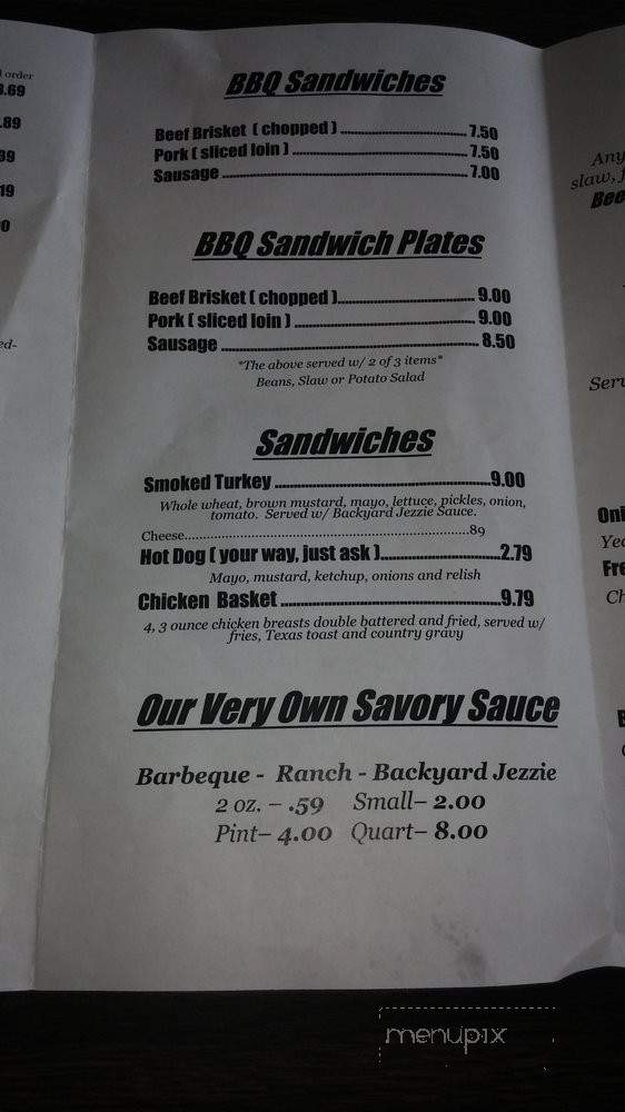 Backyard Barbeque Co. - Magnolia, AR menu_pic