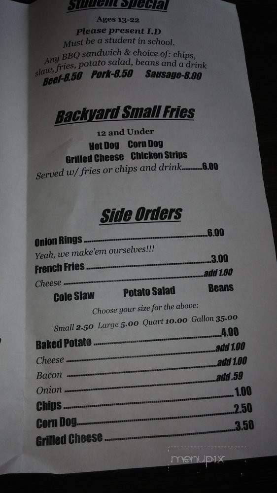 Backyard Barbeque Co. - Magnolia, AR menu_pic