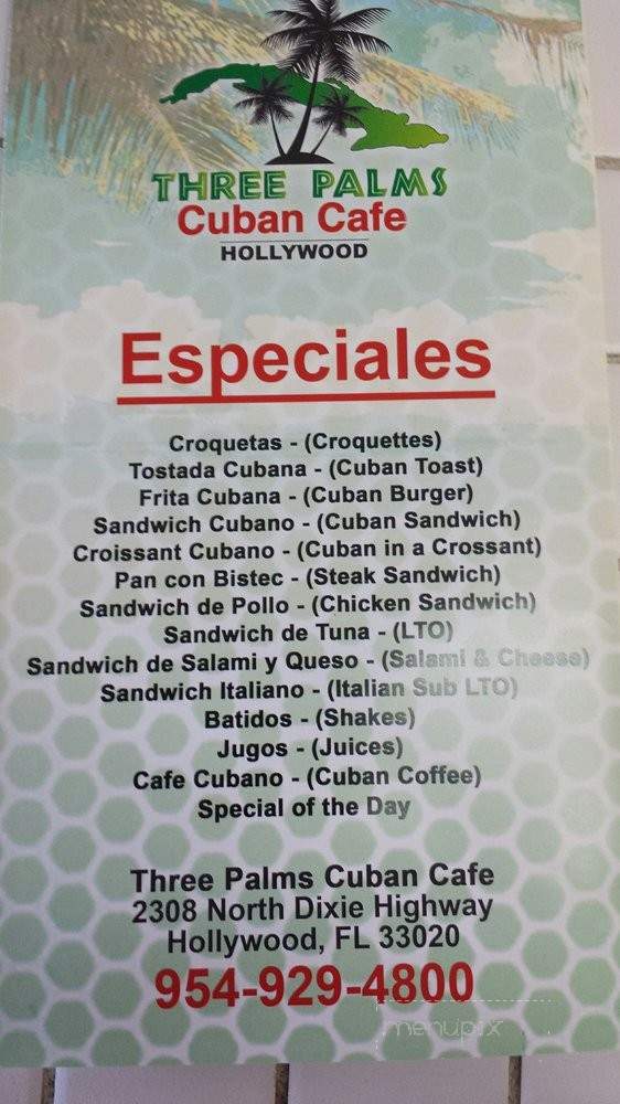 Three Palms Cuban Cafe - Hollywood, FL menu_pic